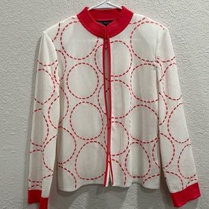 Ming Wang cardigan shell sweater size medium stitched circles